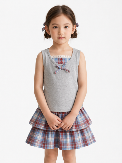 Classic Plaid Tiered Skirt Set