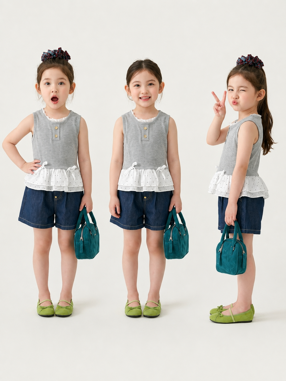 Babyverse Peplum Denim Shorts Set