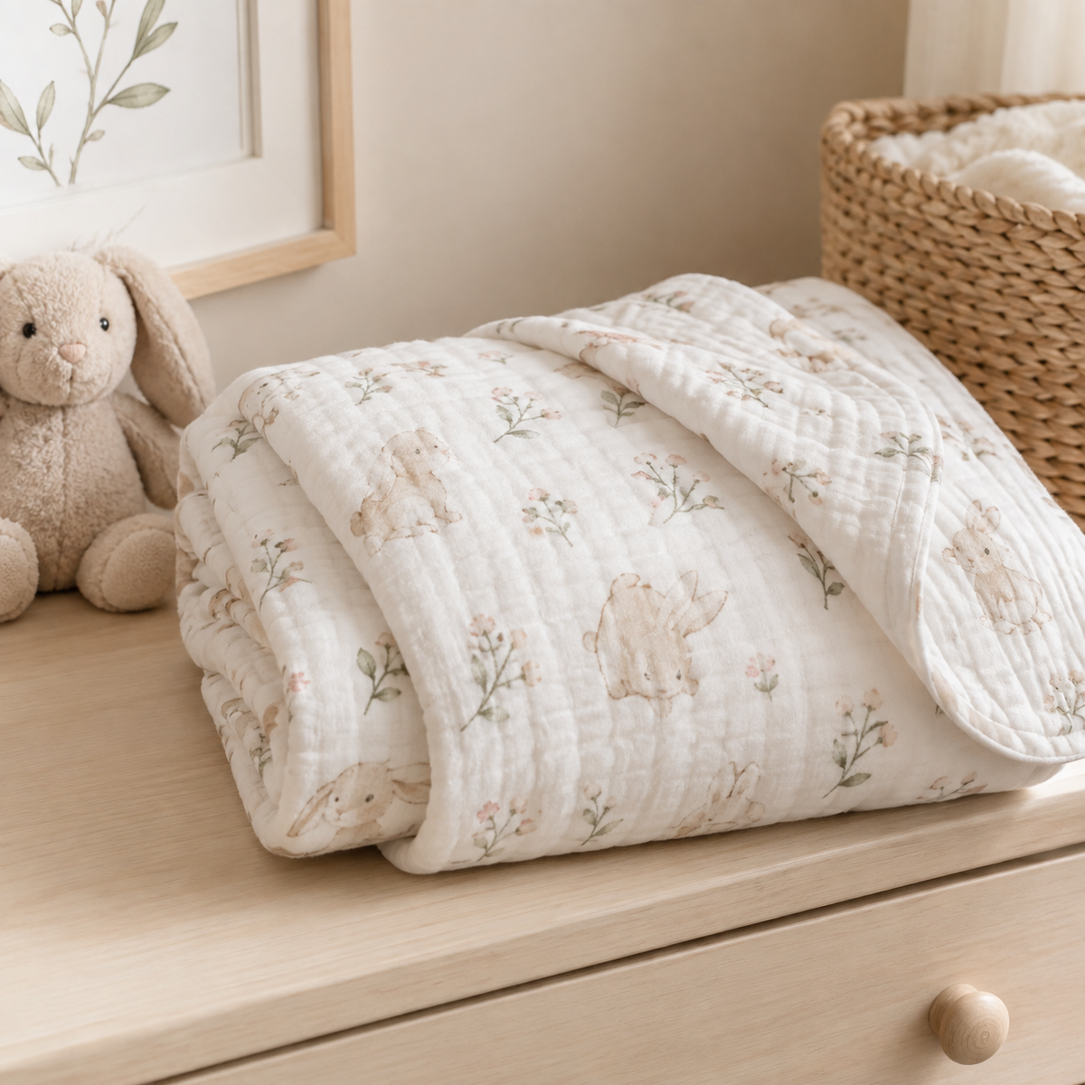 Soft Floral Swaddle & Nursery Blanket