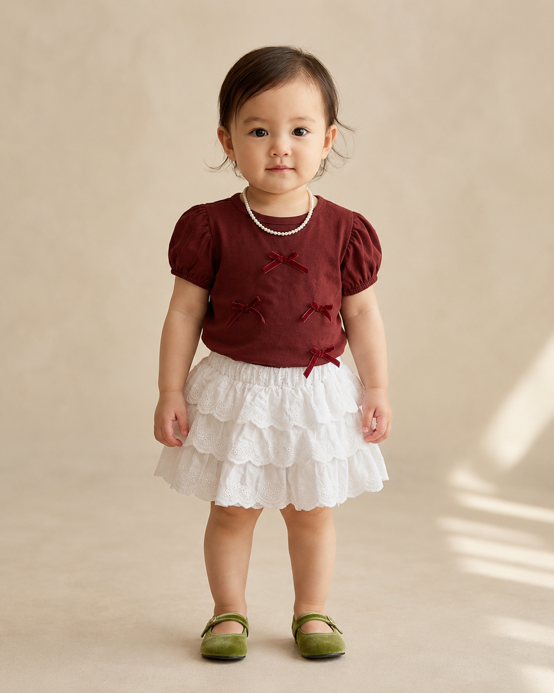 BabyVerse Bow Charm Lace Skirt Set