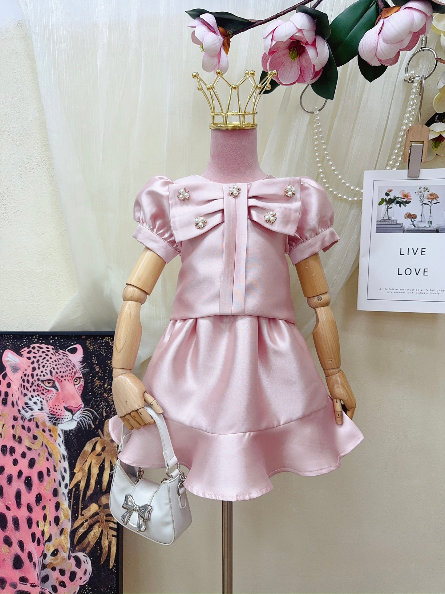 Princess Pearl Bow Party Dress