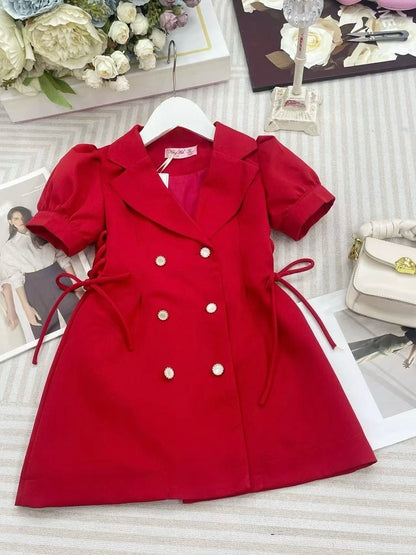 Scarlet Elegance Blazer Dress