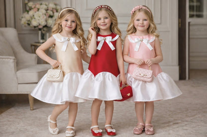 Satin Bow Party Dress for Girls