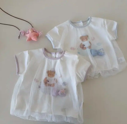 Teddy Tulle Denim Shorts Set