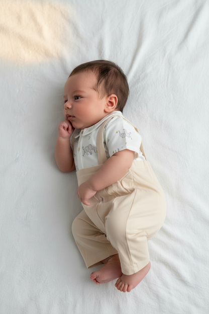 Premium Cotton Gentleman Romper with Suspender Design