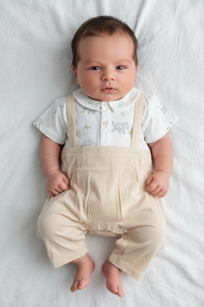 Premium Cotton Gentleman Romper with Suspender Design