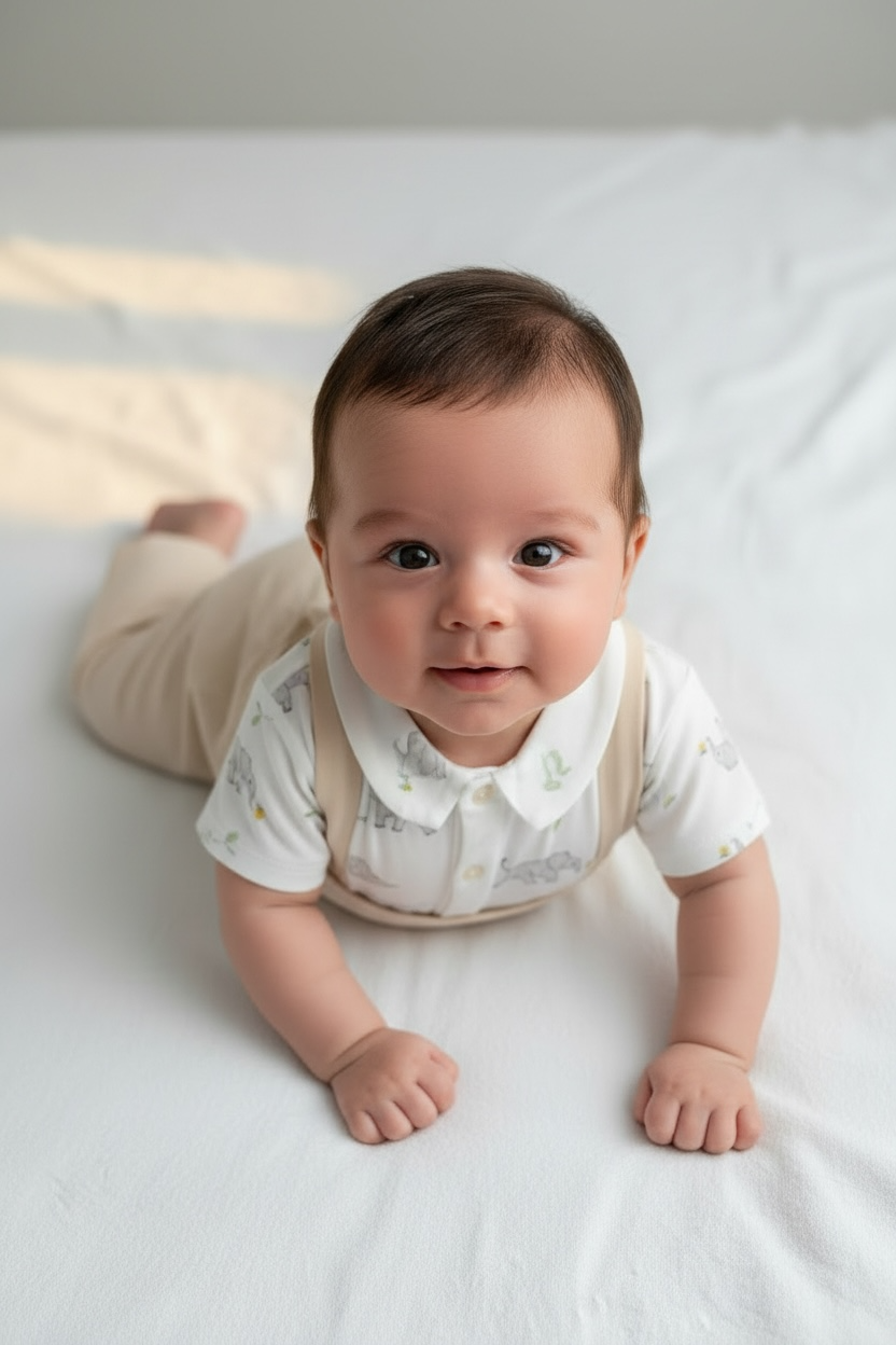 Premium Cotton Gentleman Romper with Suspender Design