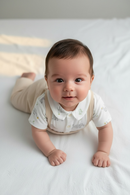 Premium Cotton Gentleman Romper with Suspender Design