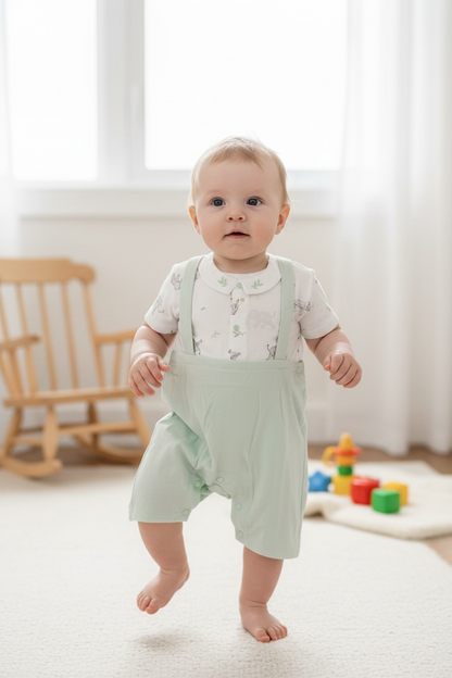 Premium Cotton Gentleman Romper with Suspender Design