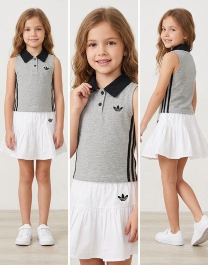 Sporty Polo Skirt Set