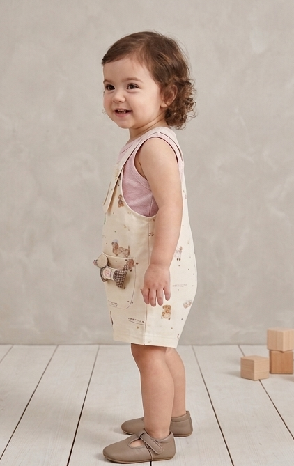 Happy Puppy Pinafore Dungaree Set