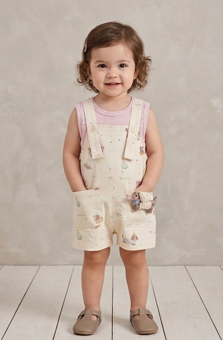 Happy Puppy Pinafore Dungaree Set