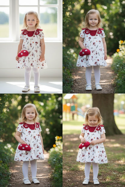 Mushroom Charm Baby Dress Set