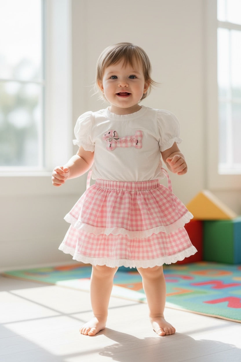 Gingham Layered Skirt Set