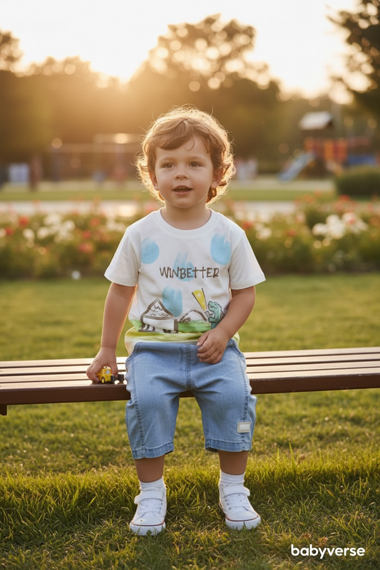 Little Explorer Denim Shorts Set