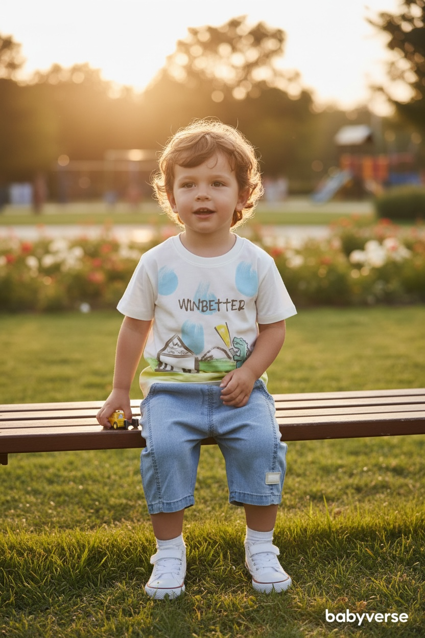 Little Explorer Denim Shorts Set