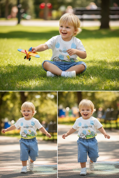 Little Explorer Denim Shorts Set