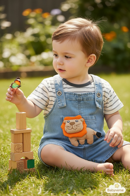 Roaring Lion Denim Dungaree Set