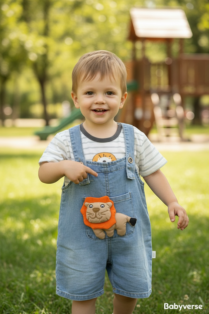 Roaring Lion Denim Dungaree Set
