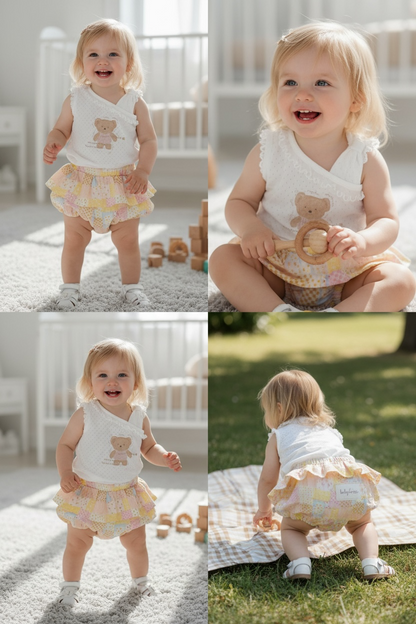 Teddy Patch Bloomer Set