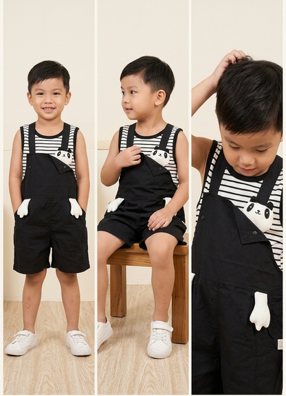 Panda Pocket Dungaree Set