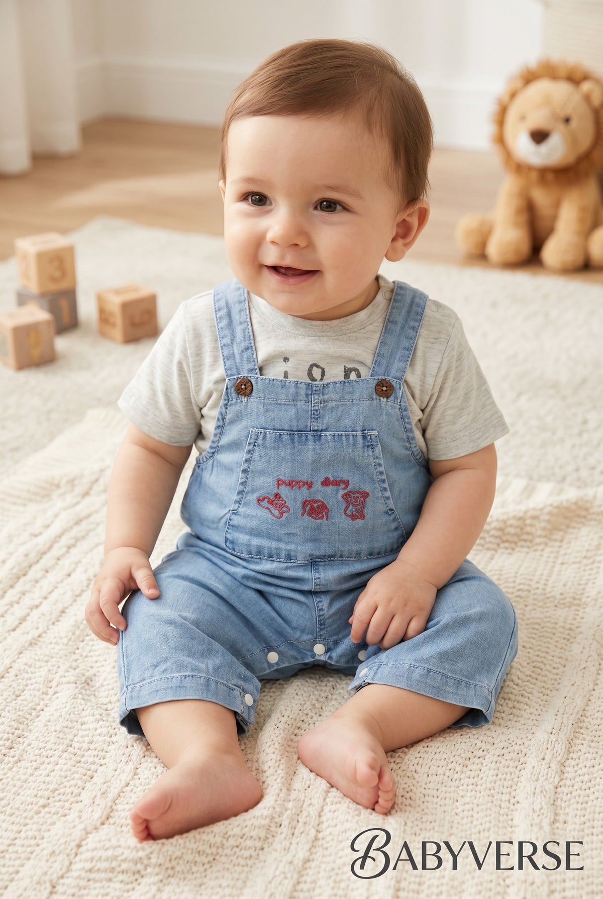 Puppy Diary Denim Dungaree Set