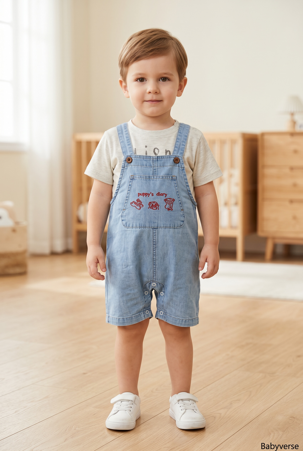 Puppy Diary Denim Dungaree Set