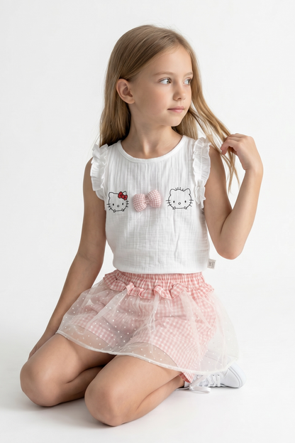 Sweet Kitty Tulle Skort Set