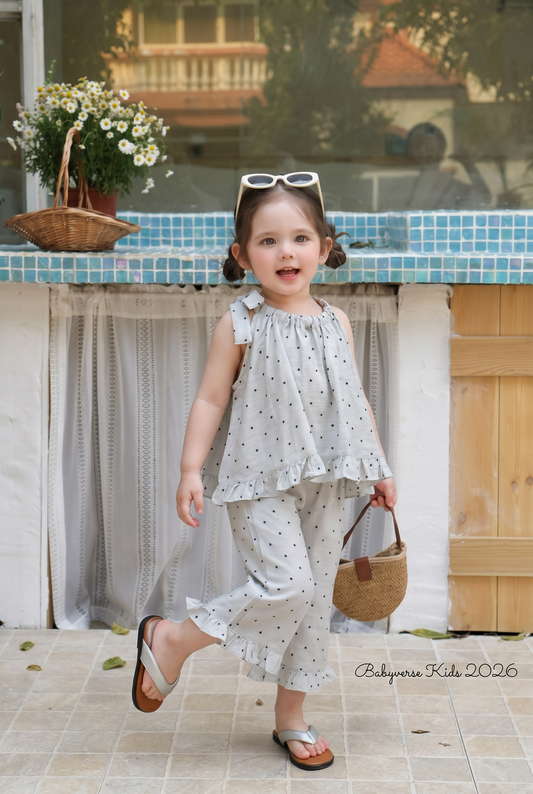 Polka Charm Ruffle Co-Ord Set