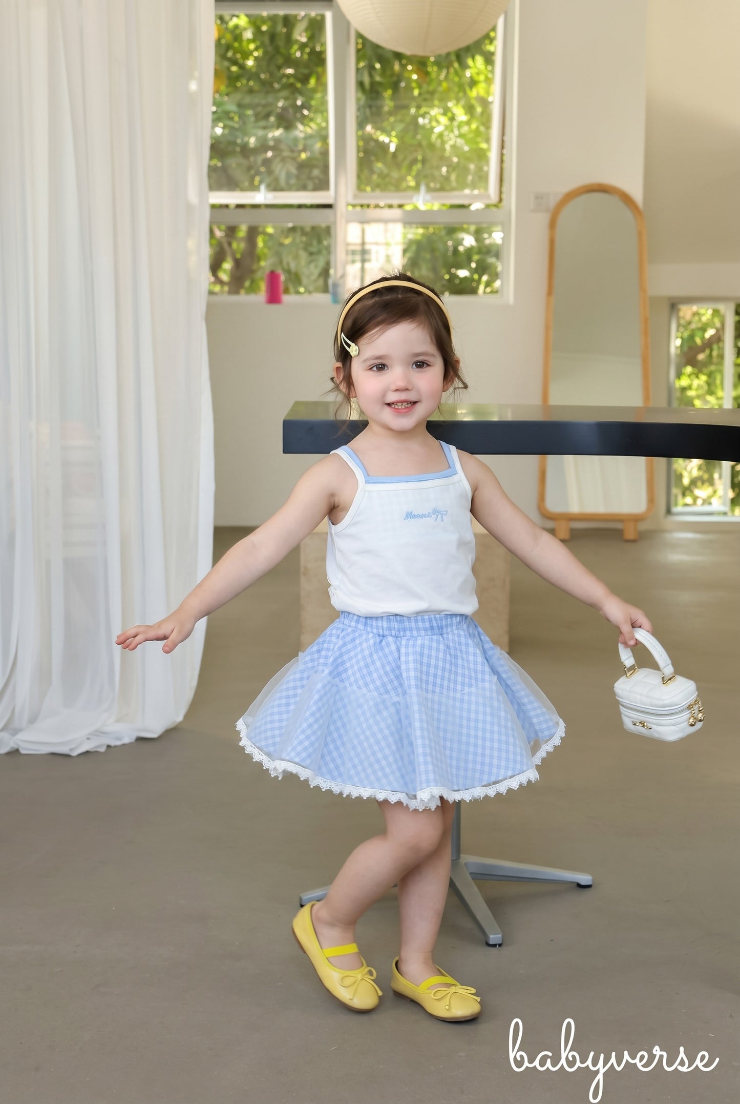 Gingham Twirl Skirt Set