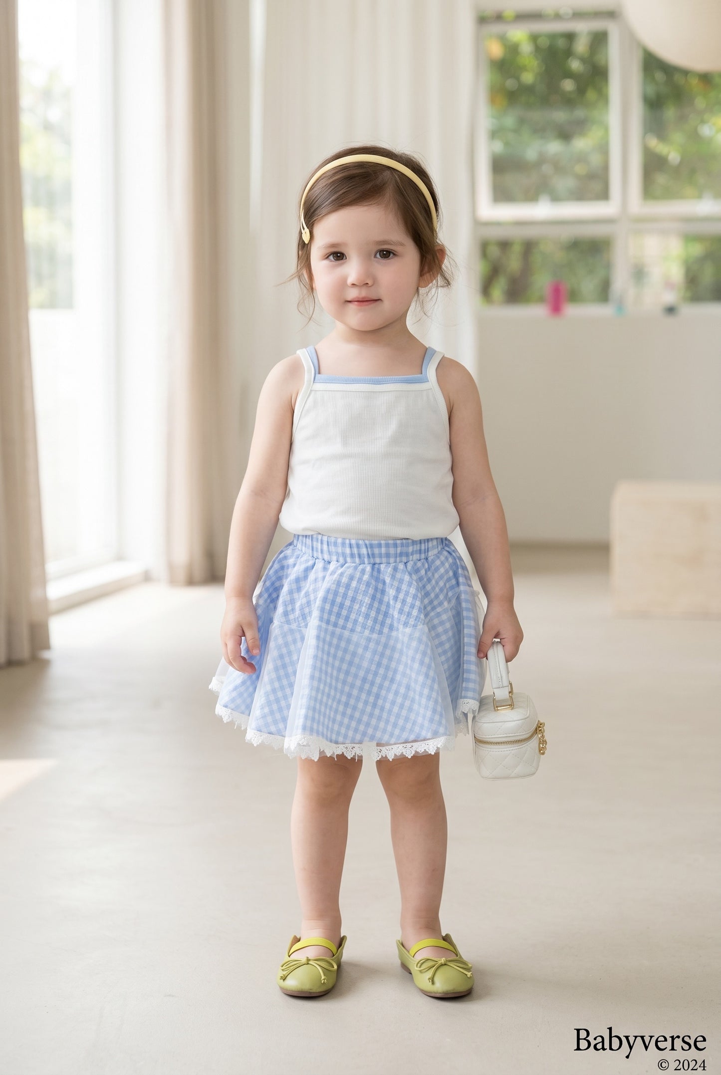 Gingham Twirl Skirt Set