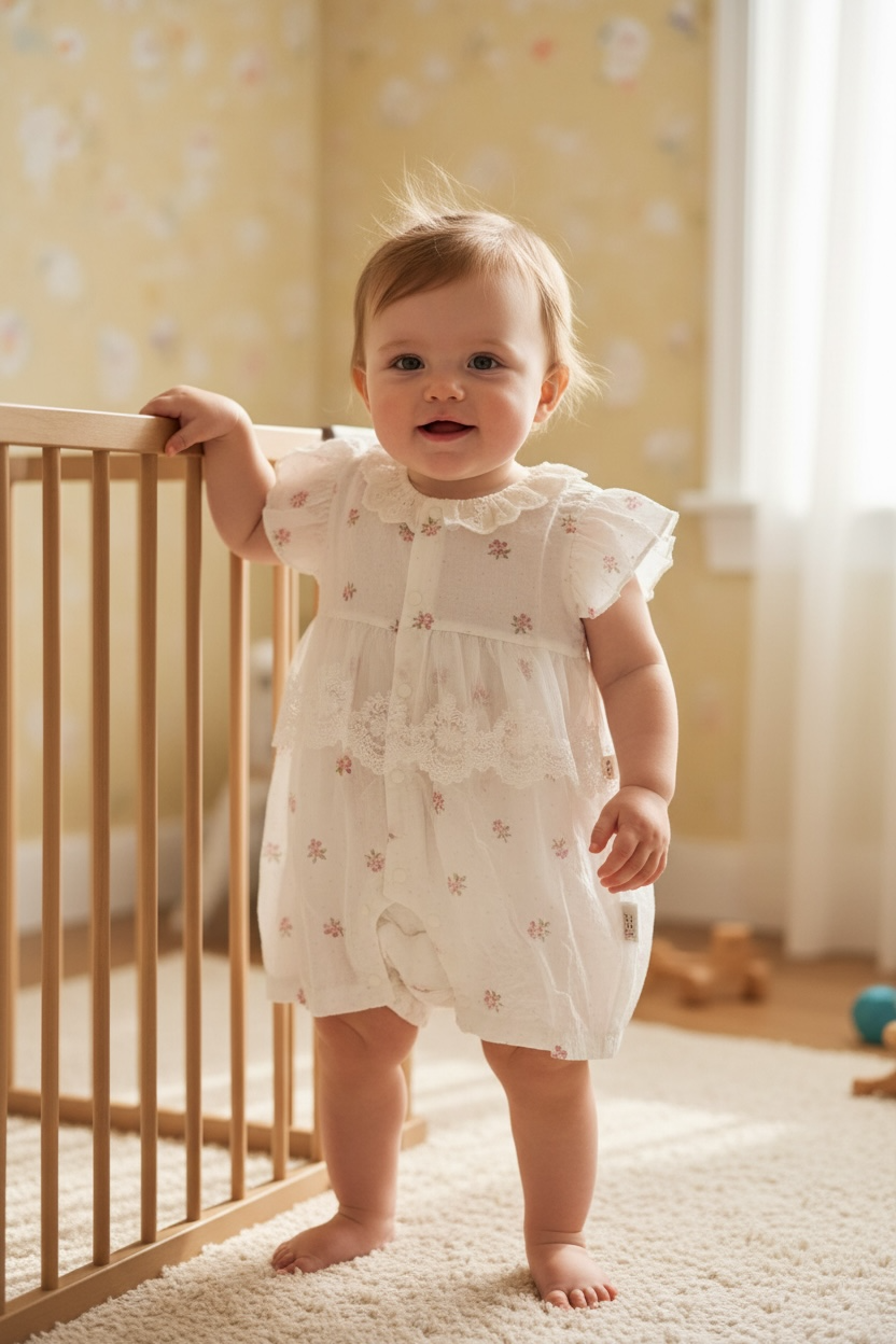 Premium Floral Lace Baby Romper