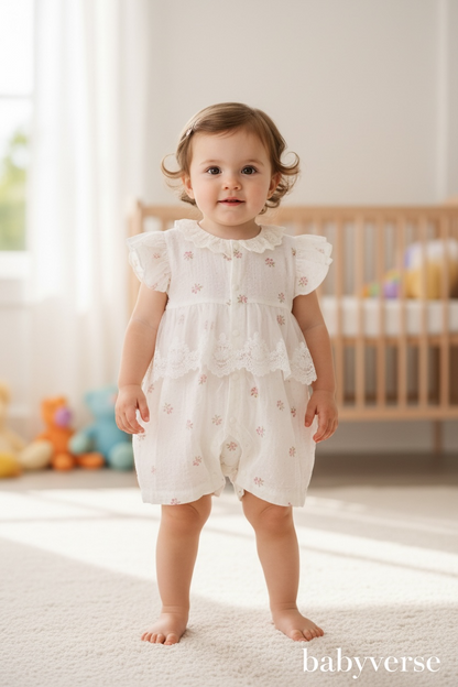 Premium Floral Lace Baby Romper