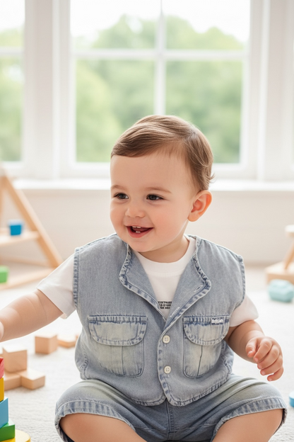 Boys 3-Piece Denim Co-ord Set with Vest & T-Shirt