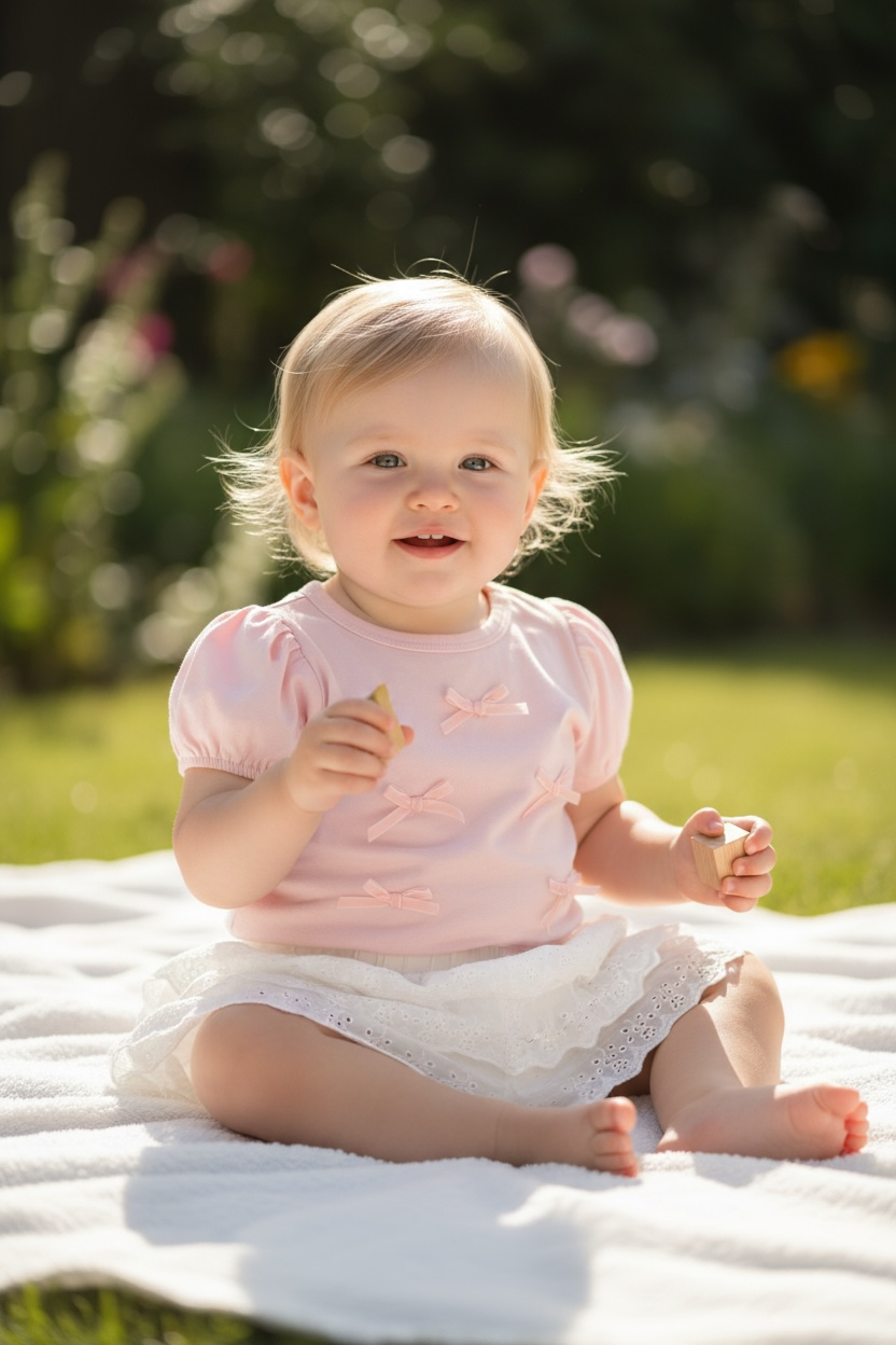 BabyVerse Bow Charm Lace Skirt Set