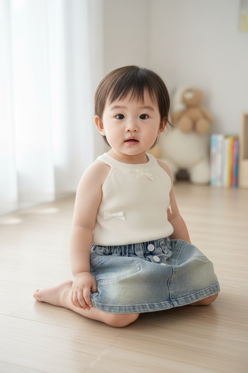 Sweet Bow Denim Skort Set