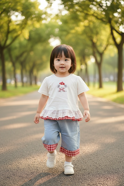 Sweet Check Frill Denim Co-Ord Set