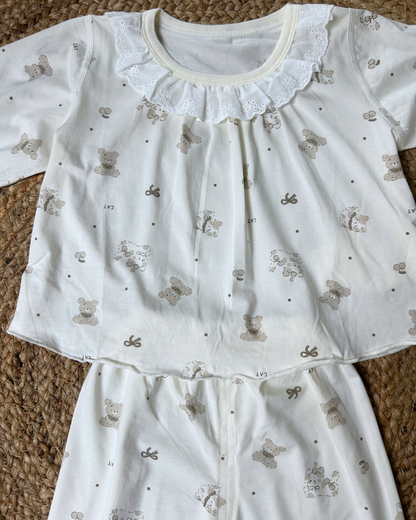 Lace Collar Cotton Lounge Set