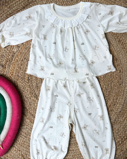 Lace Collar Cotton Lounge Set