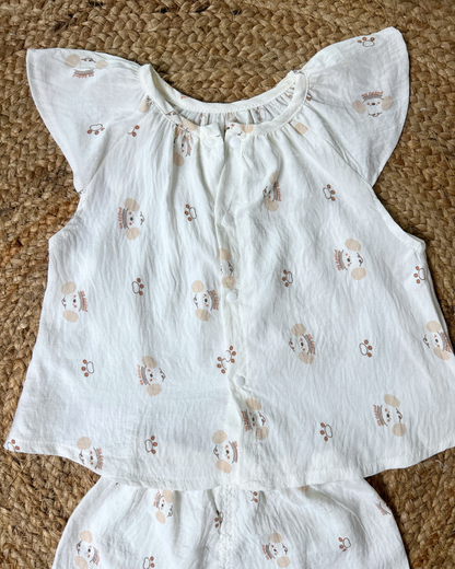 Cotton Muslin Bunny Print Co-ord Sleepwear Set