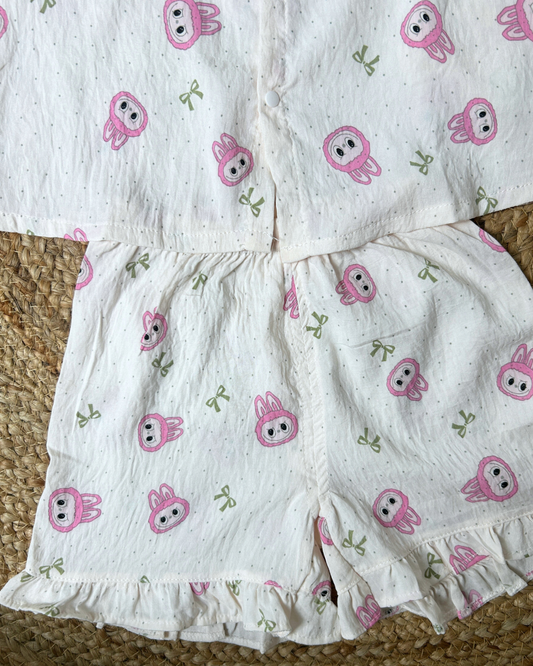 Cotton Muslin Bunny Print Co-ord Sleepwear Set