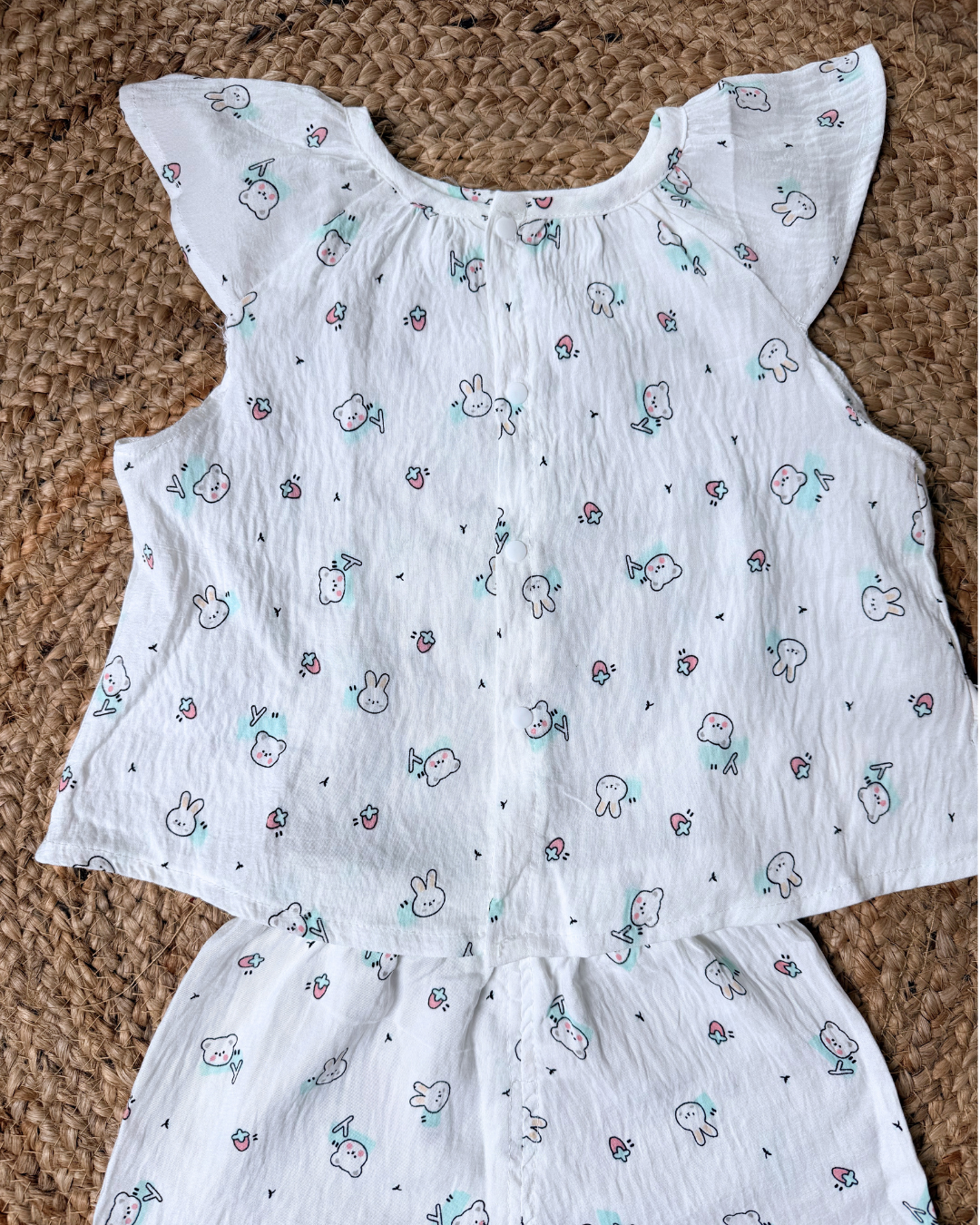 Cotton Muslin Bunny Print Co-ord Sleepwear Set