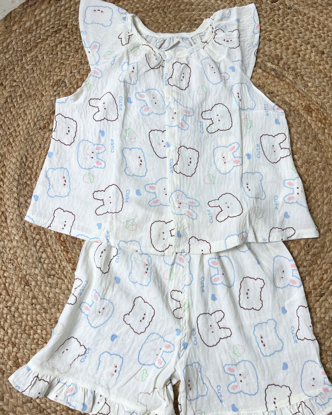 Cotton Muslin Bunny Print Co-ord Sleepwear Set