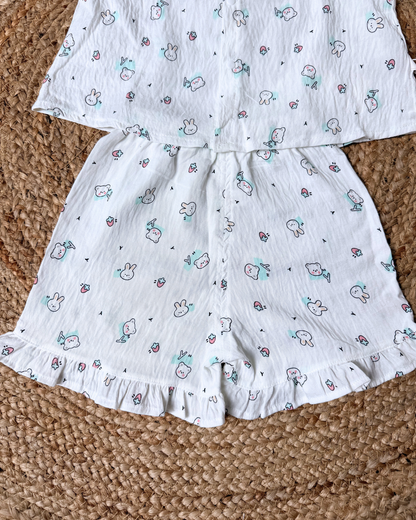 Cotton Muslin Bunny Print Co-ord Sleepwear Set