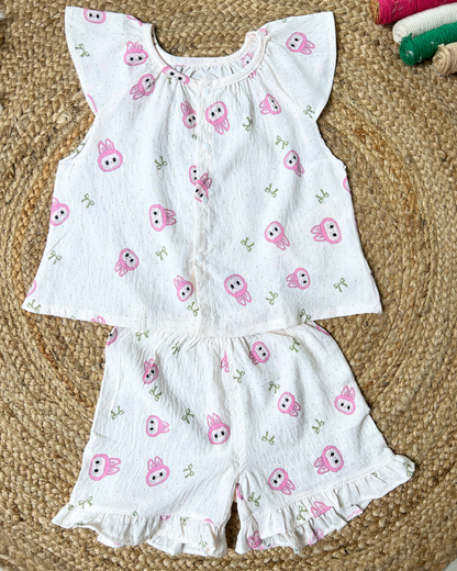 Cotton Muslin Bunny Print Co-ord Sleepwear Set