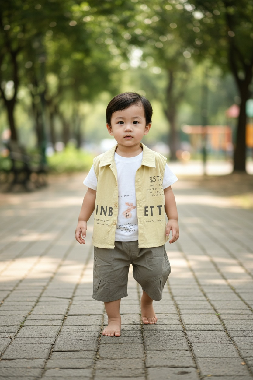 Boys 3-Piece Cotton Summer Co-ord Set with Vest