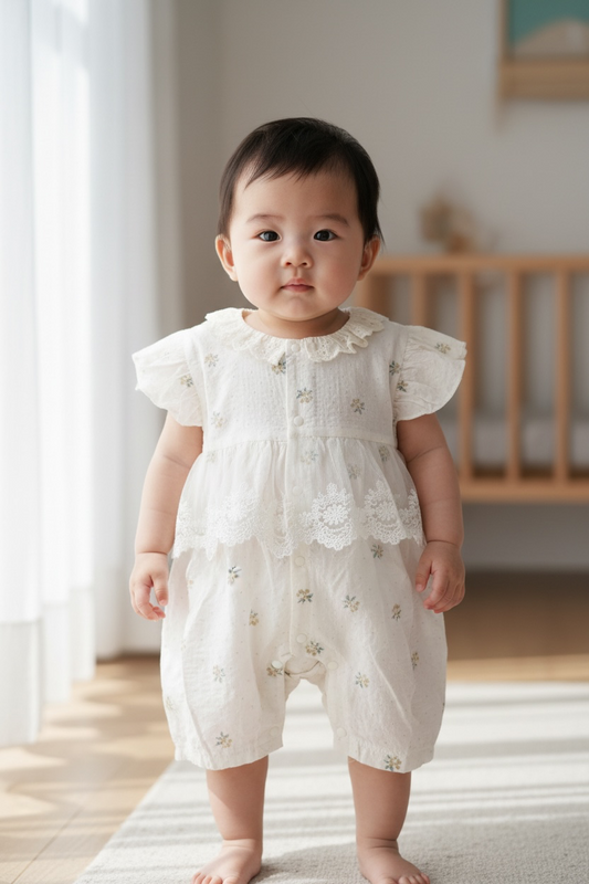 Premium Floral Lace Baby Romper