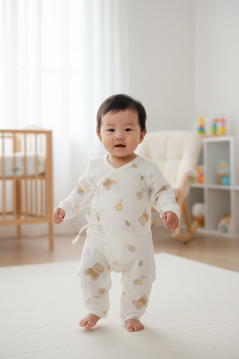 Premium Organic Cotton Teddy Kimono Wrap Sleepsuit