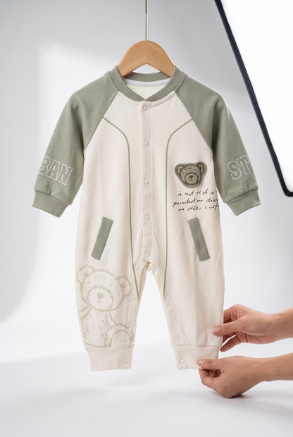 Teddy Varsity Full-Sleeve Winter Romper