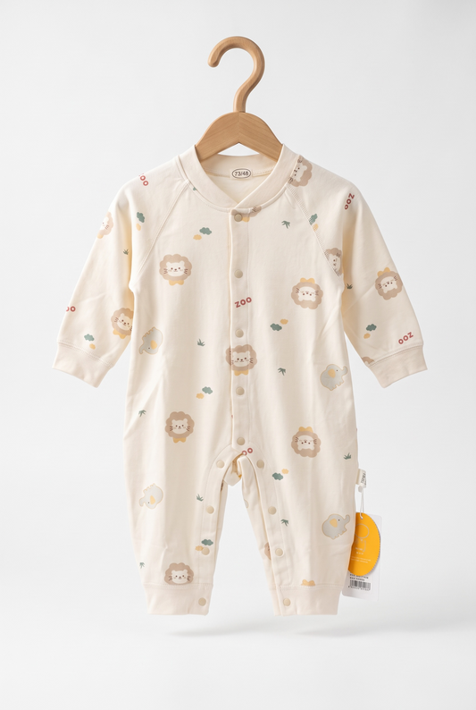 Little Lion & Elephant Full-Sleeve Winter Romper